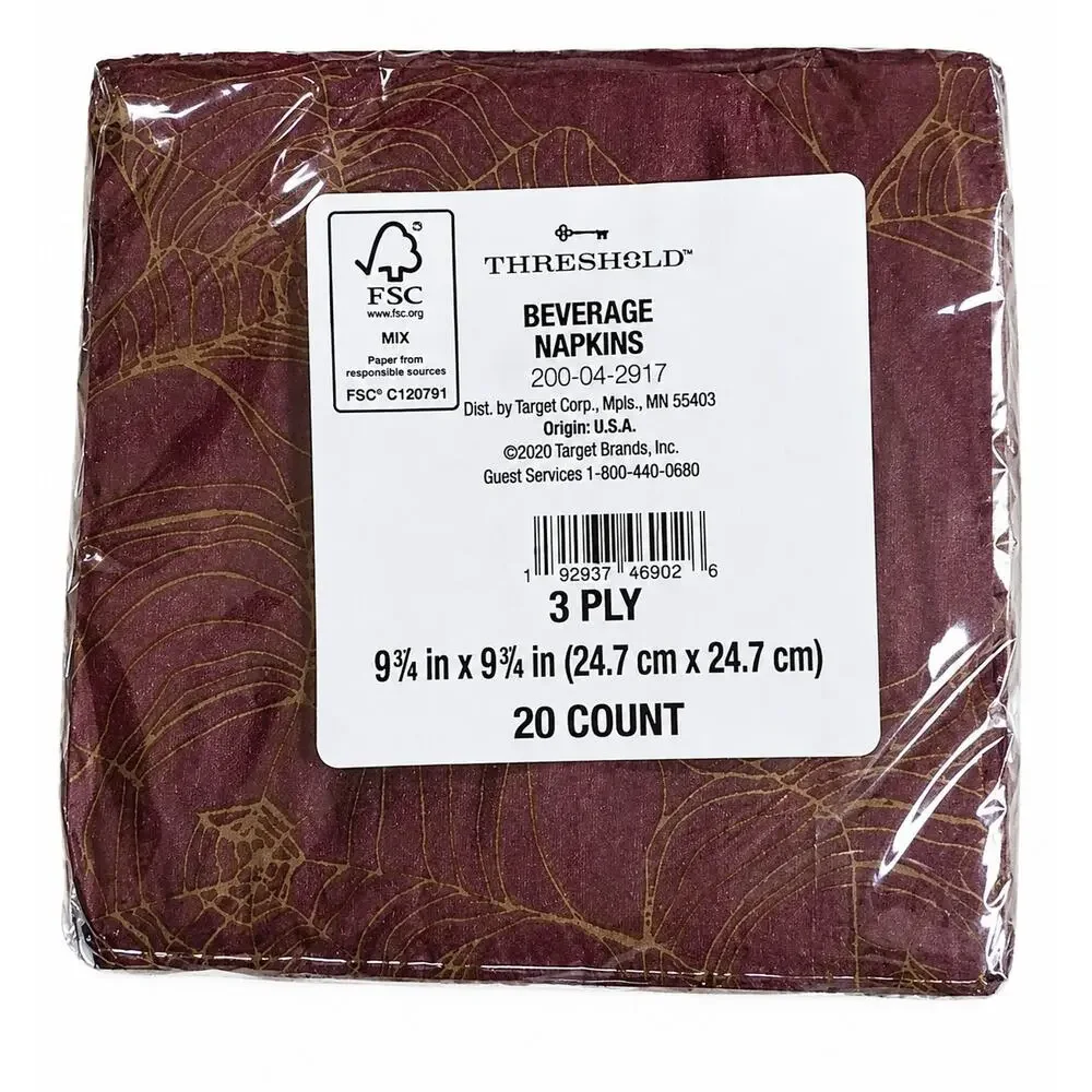 Target Threshold Halloween ~ 20ct Beverage Napkins spider ~ New
